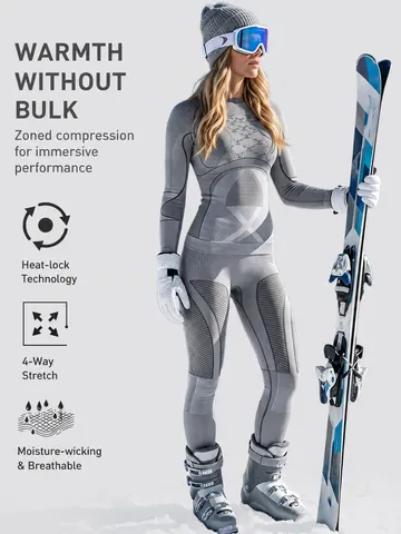 Unisex Thermal Compression Ski Underwear Set Long Sleeve Top And Bottom Quick Drying Base Layer Activewear