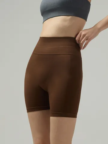 Pantaloncini da Yoga senza Cuciture a Vita Alta da Donna Tinta Unita Sport Allenamento Corsa Fitness Palestra Push-Up Parte Inferiore