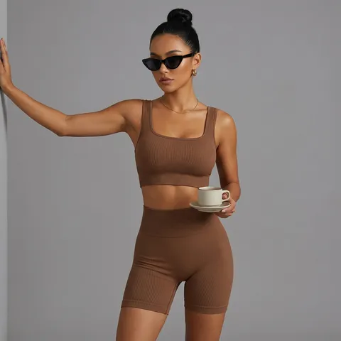 Pantaloncini Sportivi Senza Cuciture a Vita Alta da Donna Short per Fitness Yoga