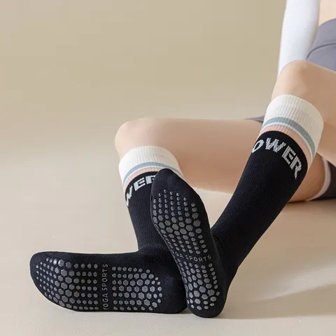 Damen Antibakteriell Kompression Wadensocken Rutschfest Baumwolle Gestreift Sportsocken Für Fitness Laufen Yoga Sport Athletisch Lange Socken