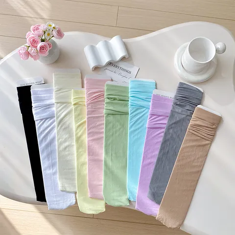 Japanischer Preppy-Stil Samt Wadenstrümpfe Für Damen Süße Prinzessin Pastell Dünne Lange Strümpfe Einfarbige Socken Geschenk