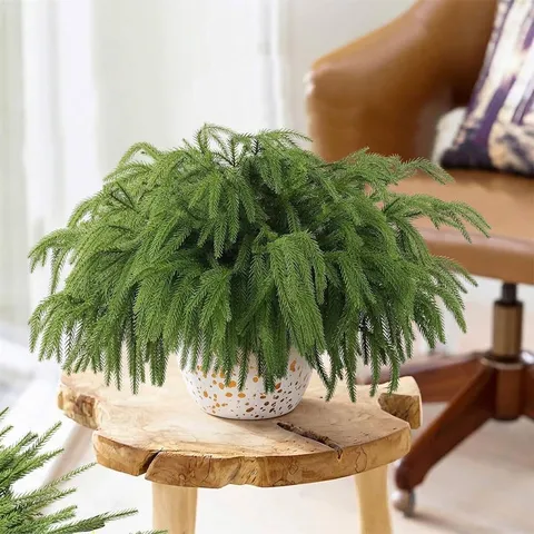 Artificial Norfolk Pine Branches PE Soft Glue Green Pine Needles Real Touch Winter Greenery Stems For Christmas Home Wedding Party Decoration