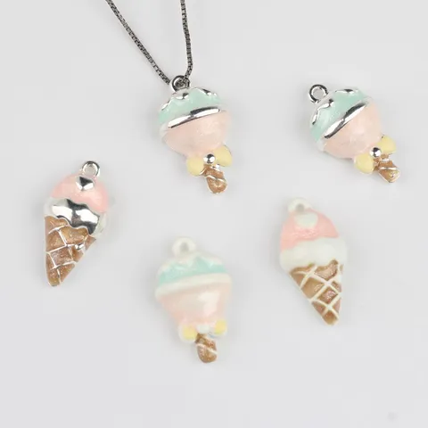 Alloy Drip Oil Ice Cream Lollipop Charms For DIY Necklace Bracelet Earrings Sweets Pendants Accessories