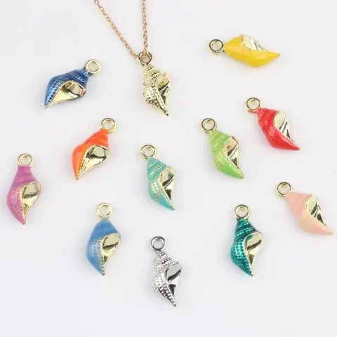 Mini Breloques de Conque en Alliage Émail Pendentifs pour DIY Fabrication de Bijoux Colliers Bracelets Boucles d'Oreilles