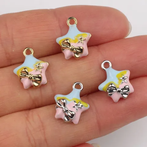 Alloy Enamel Bow Knot Star Pendants Charms For DIY Necklace Bracelet Earring Jewelry Making Accessories Craft Findings