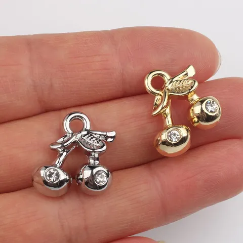 Alloy Zirconia Cherry Pendant Charms DIY Fruit Style Jewelry Accessories For Necklace Bracelet Earrings Women Jewelry Gift