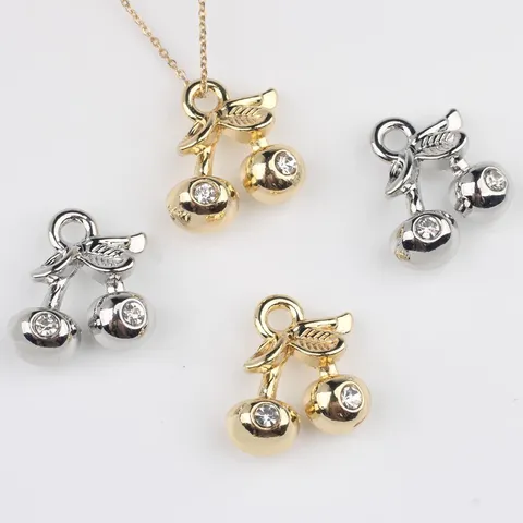 Alloy Zirconia Cherry Pendant Charms DIY Fruit Style Jewelry Accessories For Necklace Bracelet Earrings Women Jewelry Gift