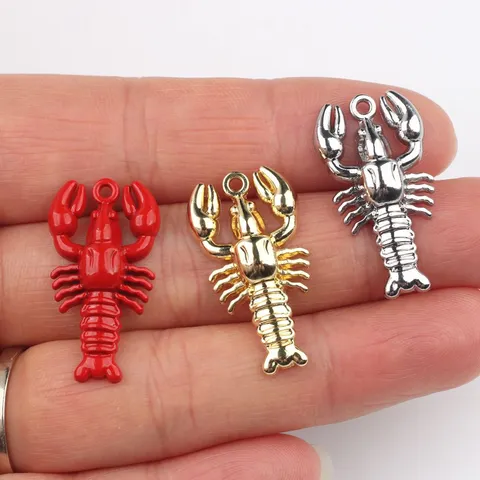 Einfache Legierung Hummer Anhänger Lackiertes Metall Schmuckherstellung Für DIY Halskette Armband Ohrring Zubehör