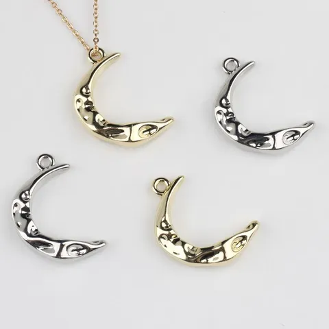 Alloy Maan Hanger Bedels Voor Handgemaakte DIY Ketting Armband Oorbel Handwerk Maken Getextureerd Metaal Hemelse Halve Maan Sieraden Componenten