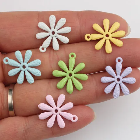 Alloy Painted Colorful Daisy Flower Charms Mori Style Little Daisy Pendants For DIY Bracelet Necklace Earring Jewelry Making Accessories