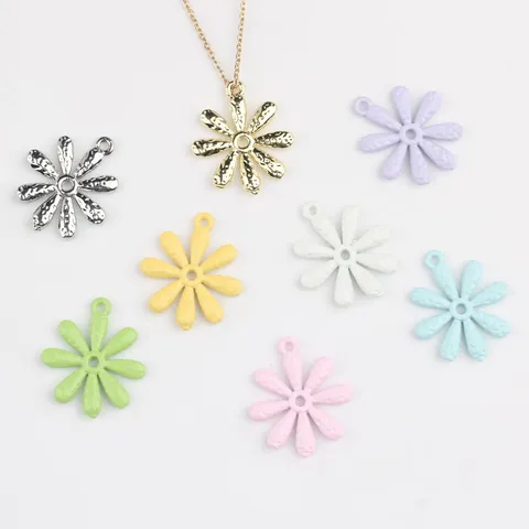 Alloy Painted Colorful Daisy Flower Charms Mori Style Little Daisy Pendants For DIY Bracelet Necklace Earring Jewelry Making Accessories