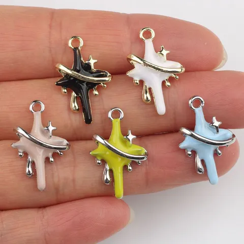 Minimalist Alloy Enamel Drip Cross Star Charm Pendant For DIY Jewelry Making Necklaces Bracelets Earrings Accessories