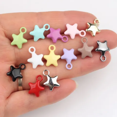 Simple Alloy Star Charms For Jewelry Making DIY Bracelet Necklace Earrings Accessory Colorful Star Pendant Components