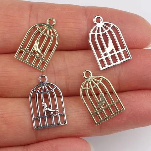 Einfache Vogelkäfig Charms Zinklegierung Hohl Vogel Anhänger Für DIY Schmuckherstellung Armband Halskette Ohrringe Gold Silber Metall Charms