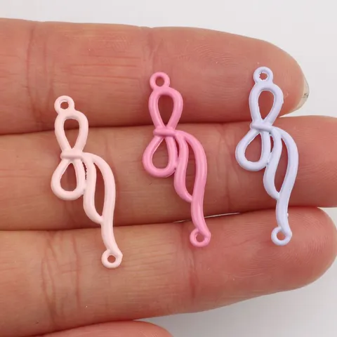 Colorful Painted Alloy Bow Knot Double Hole Connector Charms For DIY Bracelet Necklace Earring Jewelry Making Accessories