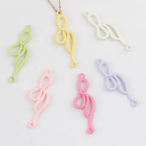 Colorful Painted Alloy Bow Knot Double Hole Connector Charms For DIY Bracelet Necklace Earring Jewelry Making Accessories