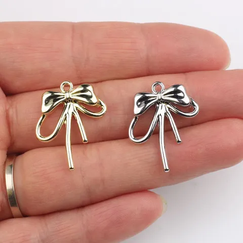 Simple Zinc Alloy Bowknot Pendants Charms For DIY Necklace Bracelet Earring Jewelry Making Findings Bow Charms Gold Silver Color
