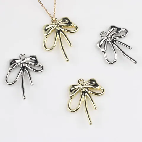 Simple Zinc Alloy Bowknot Pendants Charms For DIY Necklace Bracelet Earring Jewelry Making Findings Bow Charms Gold Silver Color
