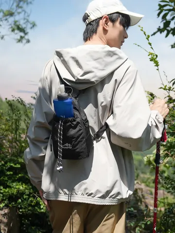Waterproof Nylon Drawstring Crossbody Bag Outdoor Hiking Shoulder Bag Portable Storage Multi-Functional Small Backpack For Unisex