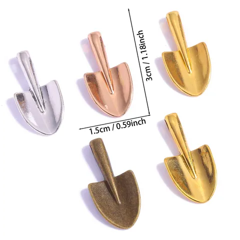 Vintage Zinc Alloy Shovel Charms Mini Tool Pendants Electroplated Multicolor Small Spoon Spacer Beads For DIY Necklace Keychain Handmade Jewelry Making Supplies