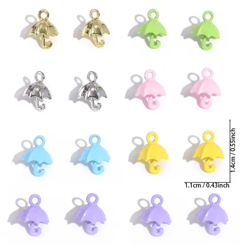 DIY Jewelry Findings Cute Mini Enamel Umbrella Charms Zinc Alloy Electroplated Umbrella Pendants For Handmade Necklace Bracelet Craft Wholesale