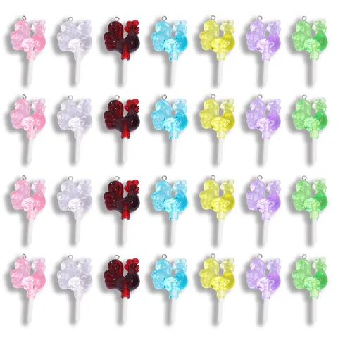 Colorful Rooster Lollipop Acrylic Pendant For DIY Jewelry Making Keychain Bag Accessories Handmade Cockerel Lollipop Charms