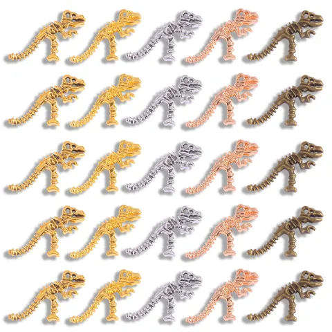 Vintage Zinc Alloy Dinosaur Fossil Skeleton Pendant Charms Electroplated Antique Silver Bronze Gold Tone Small Charms Craft Supplies For DIY Handmade Necklace Keychain Jewelry Making