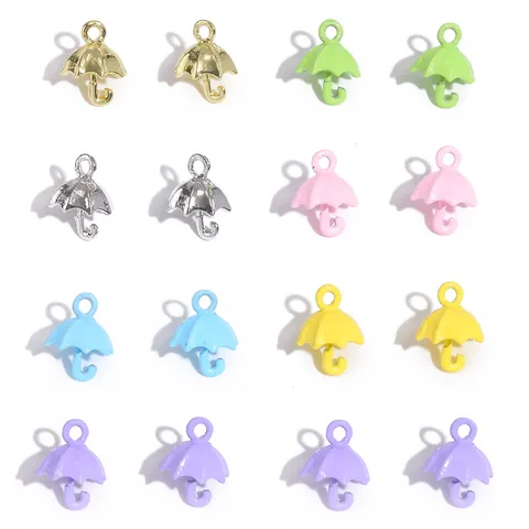 DIY Jewelry Findings Cute Mini Enamel Umbrella Charms Zinc Alloy Electroplated Umbrella Pendants For Handmade Necklace Bracelet Craft Wholesale
