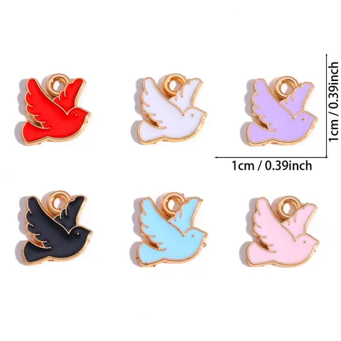 Ciondoli a Forma di Colomba della Pace in Lega di Zinco Vintage Smalto a Goccia Accessori Fai da Te per Collane e Bracciali Donna