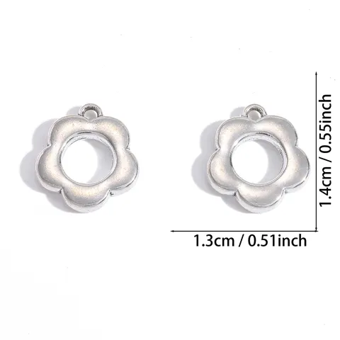 Vintage Alloy Flower Toggle Clasp Pendants For Jewelry Making DIY Antique Silver Floral Necklace Bracelet Findings