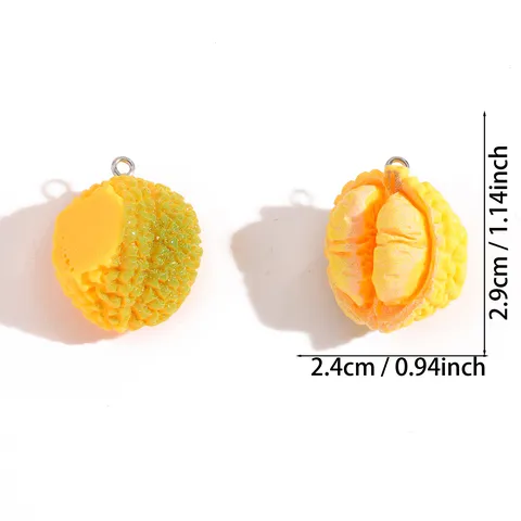 Simulated 3D Durian Resin Pendant Charm DIY Jewelry Findings Necklace Keychain Decoration Fruit Pendant