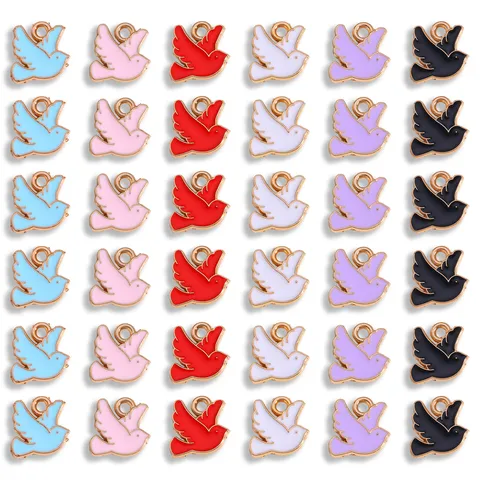Ciondoli a Forma di Colomba della Pace in Lega di Zinco Vintage Smalto a Goccia Accessori Fai da Te per Collane e Bracciali Donna