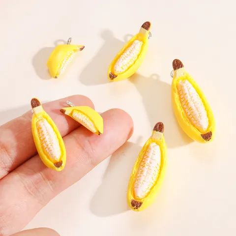Realistic 3D Banana Resin Charms DIY Jewelry Accessories For Keychains Necklaces Simulation Fruit Pendants Jewelry Making