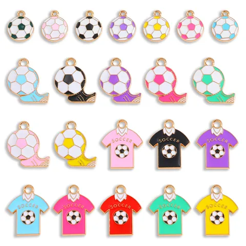 Colorful Soccer Series Enamel Pendants Zinc Alloy Sports Jersey Ball Charms For DIY Jewelry Making Necklace Bracelet Accessory