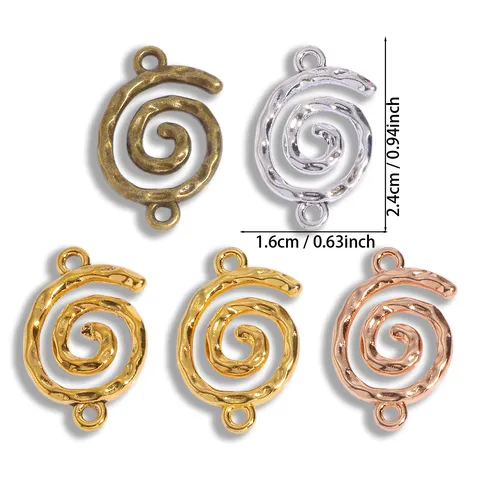 Ciondoli Pendenti a Doppio Foro in Lega di Zinco Vintage con Vortice Connettori a Spirale Multicolore Galvanizzati per Collana Fai da Te Portachiavi Creazione Gioielli