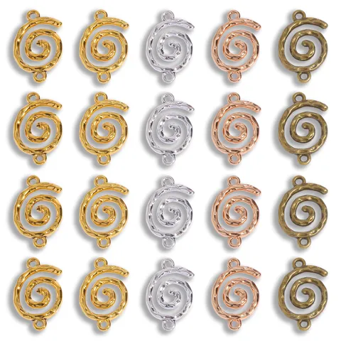 Ciondoli Pendenti a Doppio Foro in Lega di Zinco Vintage con Vortice Connettori a Spirale Multicolore Galvanizzati per Collana Fai da Te Portachiavi Creazione Gioielli
