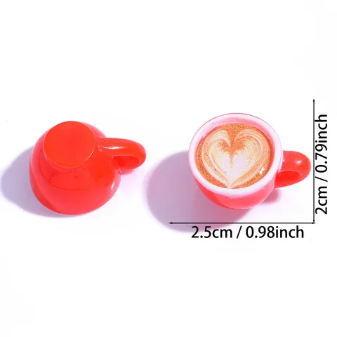 Miniature Latte Coffee Cup Resin Charms For DIY Jewelry Making Keychain Bag Accessories Heart Latte Art Miniature Food Play Decoration