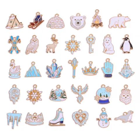 Zinklegierung Emailliert Winter Serie DIY Schmuck Charms Halskette Schlüsselanhänger Anhänger Handwerk Zubehör