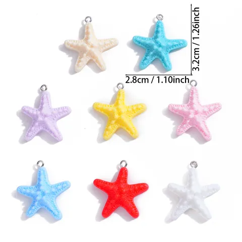 Ciondoli a Forma di Stella Marina in Resina Estivi Ciondoli Multicolore con Anello in Metallo per Fai da Te Collana Bracciale Portachiavi Gioielli