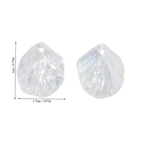 Vintage Acrylic Iridescent Leaf Pendant Clear AB Transparent White Charm Handcraft DIY Loose Beads Material For Necklace Earrings Crafting Supply