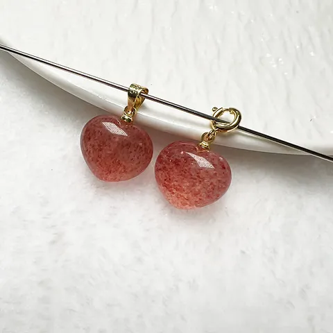 Colgante de Corazón de Cuarzo Fresa Natural para Mujer Colgante de Corazón de Cristal Rosa de Doble Cara Joyería Hecha a Mano Solo Colgante