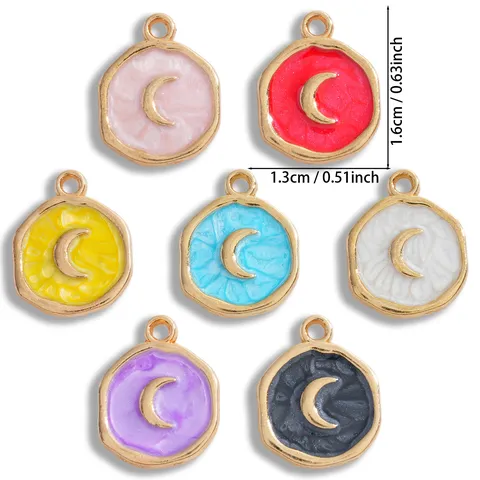 Pendentif en Alliage d'Huile D'égouttement de Lune Irrégulière Coloré Accessoires de Bijoux DIY Collier Porte-clés Charme Mode