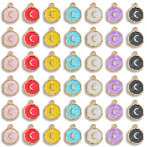 Pendentif en Alliage d'Huile D'égouttement de Lune Irrégulière Coloré Accessoires de Bijoux DIY Collier Porte-clés Charme Mode