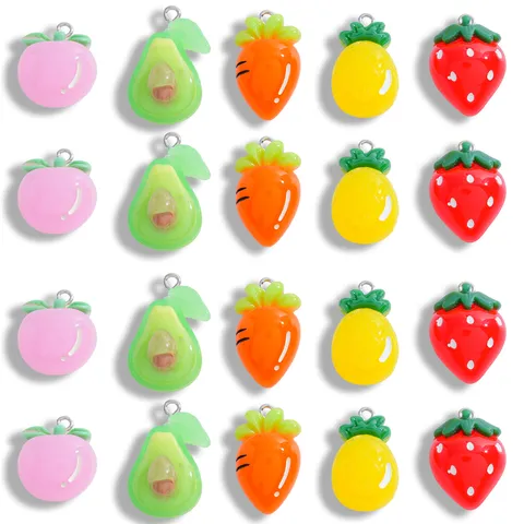 Cartoon Translucent Fruit Resin Charms For DIY Necklace Bracelet Keychain Bag Pendant Accessories Peach Pineapple Avocado Strawberry Carrot Charms