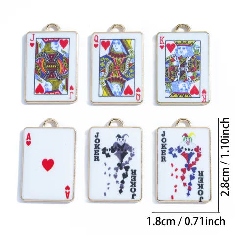 Ciondolo Carta da Gioco Smalto Lega Retrò DIY Collana Portachiavi Ornamento Sospeso Decorativo Accessori Gioielli Moda