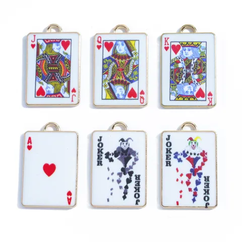 Ciondolo Carta da Gioco Smalto Lega Retrò DIY Collana Portachiavi Ornamento Sospeso Decorativo Accessori Gioielli Moda
