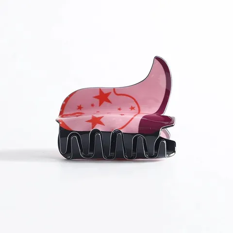 Pinza para el Cabello con Forma de Sombrero Estilo Británico Vintage Acrílico Aspecto Acetato Diseño Bota Retro Accesorios