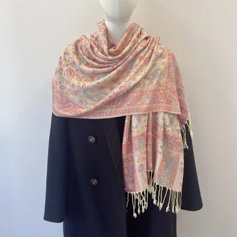 Women Ethnic Paisley Jacquard Scarf Retro Tassel Shawl Wrap Bohemian Soft Large Headscarf Spring Autumn Polyester Long Scarf