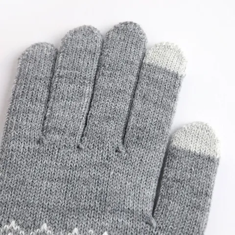 Guanti in Maglia Touchscreen da Donna Foderati in Pile Invernali Caldi Motivo Jacquard Acrilico Guanti per Messaggiare Casual Muffole Morbide
