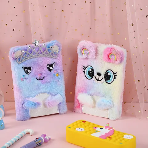 Süßes Plüsch Notizbuch Mit Tierform 3D Ohren Cartoon Katze Koala Tagebuch Soft Handbuch Schüler Schreibwaren